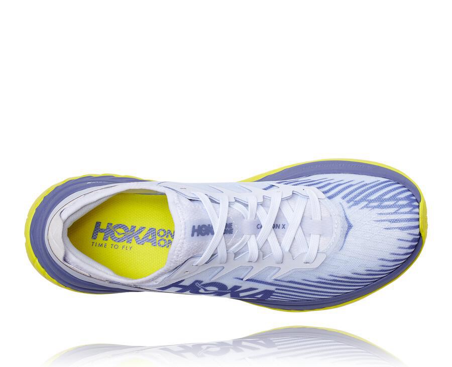 Running Shoes Mens - Hoka One One Carbon X-SPE - White/Blue - NOEDKFA-13